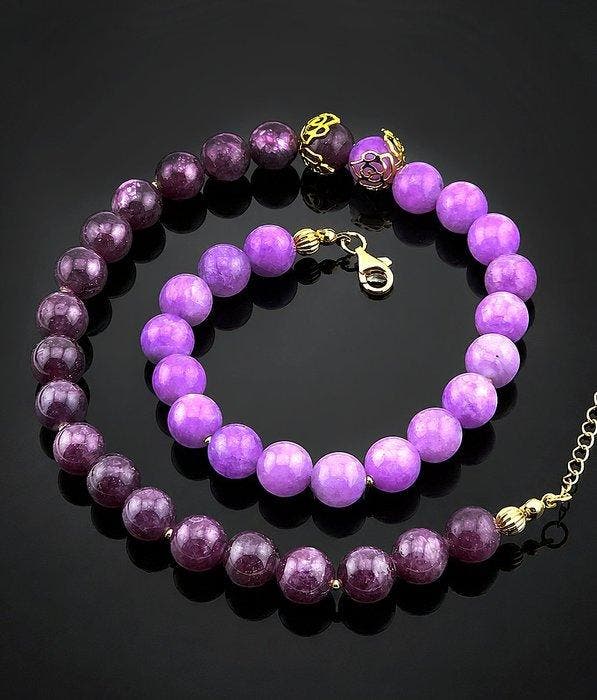 Natuurlijke amethist ketting - 925 sterling zilver,, Antiquités & Art, Curiosités & Brocante
