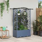 vidaXL Verhoogd Bed met Trellis en Dak Grijs 122 x 40 x 141, Verzenden