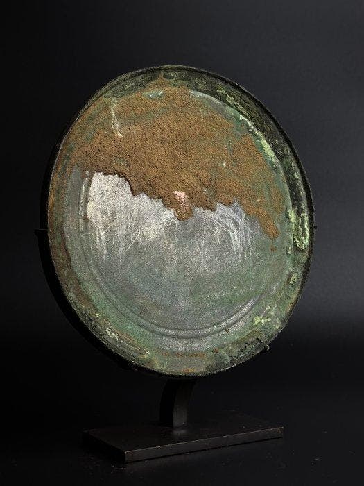 Oud-Khmer Brons Spiegel - 20 cm, Antiquités & Art, Antiquités | Autres Antiquités