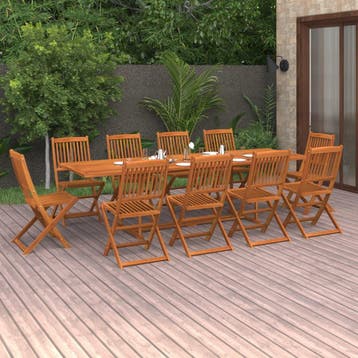vidaXL 11-delige Tuinset 280x90x75 cm massief acaciahout, Tuin en Terras, Verzenden, Nieuw, Tuinset
