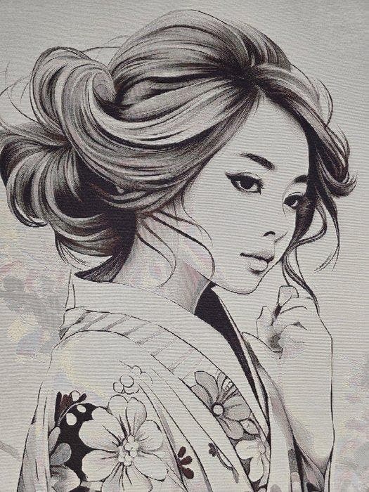 Gobelinweefsel exclusief tapijt met Kimono Dream -115x83, Antiek en Kunst, Antiek | Tapijten, Tafelkleden en Textiel