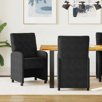 vidaXL Eetkamerstoelen met wielen 2 st Fluweel Zwart 58 x 67, Verzenden