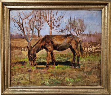 Gaetano Ricchizzi (1879-1950) - Paesaggio con asinello