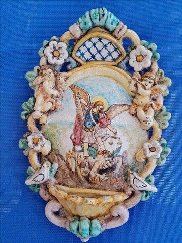 Bénitier - Ceramica Salernitana - XXe siècle - Saint Michel