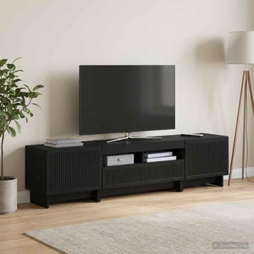vidaXL 5-delige LED TV-kast Zwart Bewerkt hout, Huis en Inrichting, Kasten |Televisiemeubels, Verzenden, Nieuw