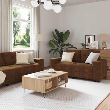 vidaXL bank / zetel 2 st Bruin Stof, Huis en Inrichting, Verzenden, Nieuw