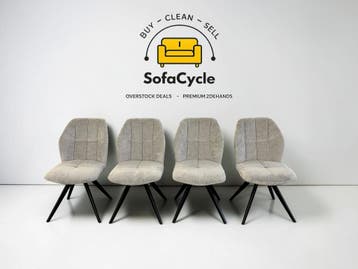 Eetkamerstoelen set van 4 grijs in bouclé – overstock, Maison & Meubles, Verzenden