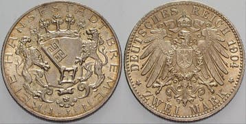 2 Mark 1904 J Bremen Freie Hansestadt, Postzegels en Munten, Verzenden, België