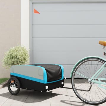 vidaXL Fietstrailer 45 kg ijzer zwart en blauw, Verzenden