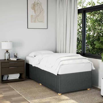 vidaXL Bedframe zonder matras 90x190 cm stof donkergrijs, Verzenden