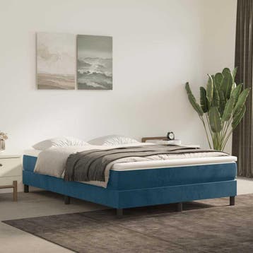 vidaXL Boxspring met matras fluweel donkerblauw 140x200 cm, Verzenden, Nieuw