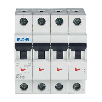 Eaton Faz-C16/4 Disjoncteur MCB 4 Pôles 16A - 279061, Bricolage & Construction, Verzenden