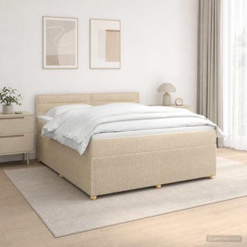 vidaXL Boxspringbed met matras Crèmekleurig 180 x 200 cm, Verzenden