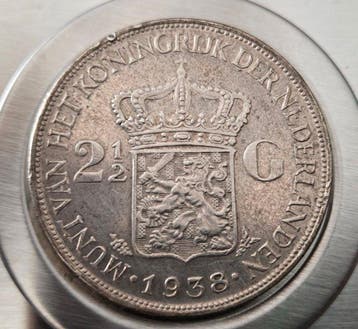 Nederland. Wilhelmina. 2 1/2 Gulden 1938 (Zonder