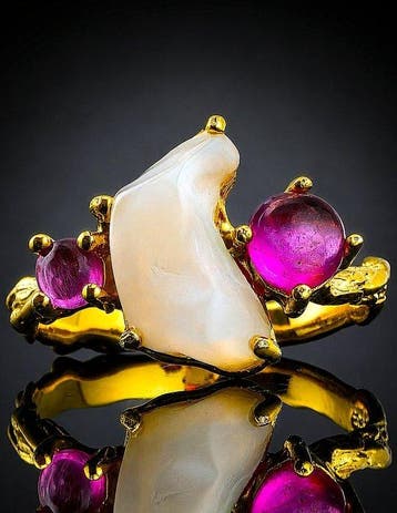 Opaal - Zilver, 925 - Ring - Uniek ontwerp