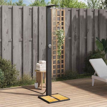 vidaXL Buitendouche 50x55x224 cm poly rattan en acaciahout, Verzenden, Nieuw