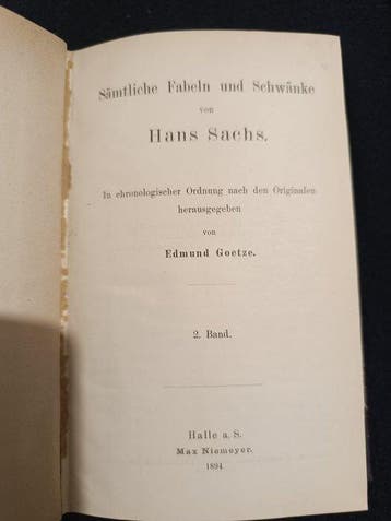Hans Sachs - Sämtliche Fabeln und Schwänke von Hans Sachs -