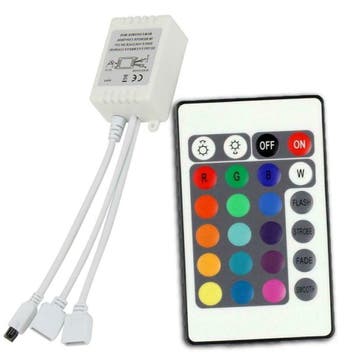 LED RGB Strip 24 Knops afstandsbediening IR (2 uitgangen), Ophalen of Verzenden, Nieuw