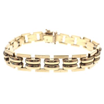 8 karaat Bismarck schakelarmband, Ophalen of Verzenden, Gebruikt, Geel, Goud
