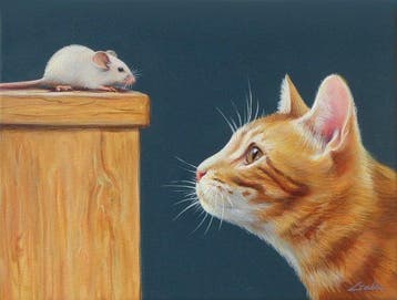 Gala - Mouse & cat painting ~ I see you ~, Antiek en Kunst