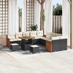 vidaXL Tuinbank Set met kussen 13 pcs Zwart en Crème, Verzenden, Nieuw