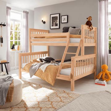 Infanskids Pino 3-Persoons Stapelbed 90x200 / 140x200 Beuken