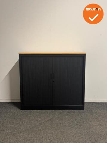 Basic - Roldeurkast - 108x120x45 cm - Zwart - Beuken blad, Ophalen of Verzenden, Kast