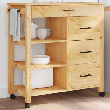 vidaXL Keukentrolley MONZA 84x40x88,5 cm massief grenenhout, Verzenden, Nieuw