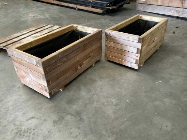 Veiling - 2x Garlux vuren bloembak geïmpregneerd 100x50x45c, Tuin en Terras, Bloembakken en Plantenbakken