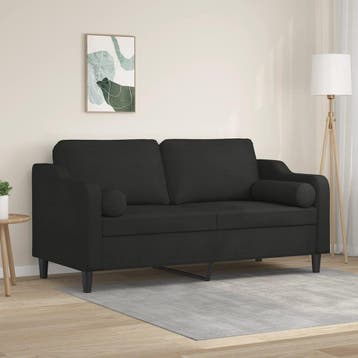 vidaXL Tweezitsbank met sierkussens 140 cm stof zwart, Verzenden, Nieuw