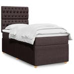 vidaXL Boxspring met matras stof donkerbruin 90x200 cm, Verzenden, Nieuw