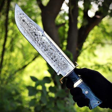 Keukenmes - Utility knife - Staal, Leder, Messing, Hout -
