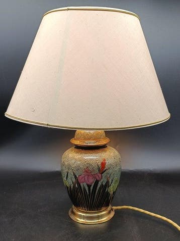 Edle Satsuma Tisch Lampe – Elegantes Asiatisches Blumen, Antiquités & Art
