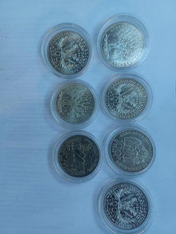 France. Ve République. 100 Francs 1982/1996 (lot de 7