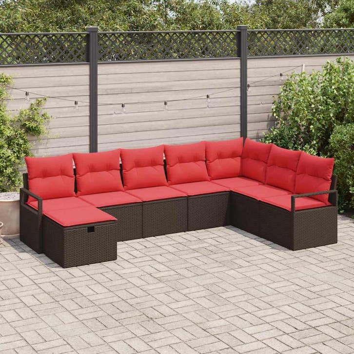 vidaXL Bankstel met kussen 6 pcs poly rattan, Jardin & Terrasse, Ensembles de jardin, Envoi