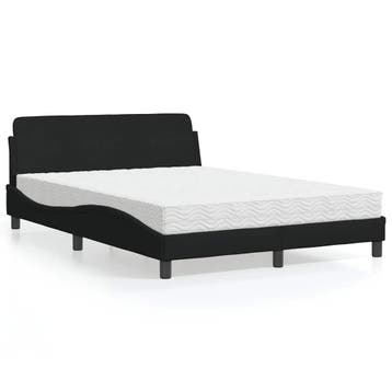 vidaXL Bed met matras Dover stof zwart 140x200 cm, Huis en Inrichting, Verzenden, Nieuw