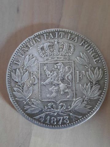 België. Leopold II. 5 Francs 1873 (Zonder minimumprijs)