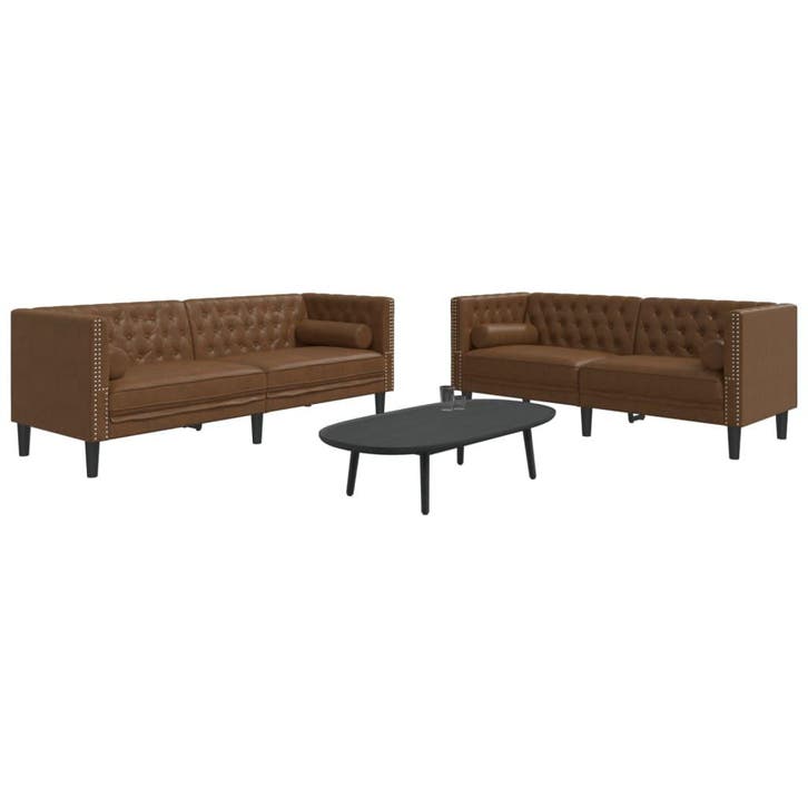 vidaXL 2-delige Loungeset Chesterfield met bolsters, Huis en Inrichting, Zetels | Zetels, Nieuw, Verzenden