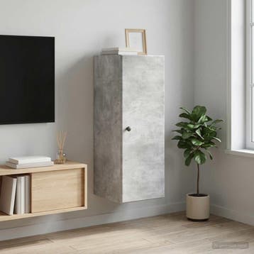 vidaXL Wandkast 33 x 34,5 x 90 cm Bewerkt hout Betongrijs, Verzenden, Nieuw