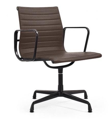 Vergaderstoel EA108 Leder zwart frame zwart, Huis en Inrichting, Bureaus, Nieuw, Verzenden