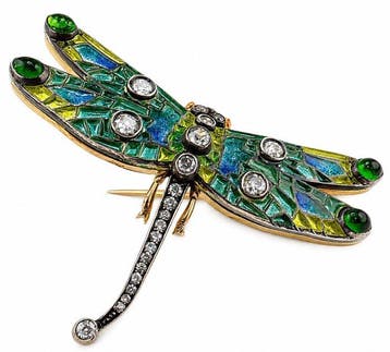 Broche - 14 carats Or jaune, Broche libellule en or impérial