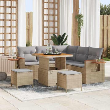 vidaXL Tuinbank Set 9 st 8-Aantal zitplaatsen Beige en, Tuin en Terras, Verzenden, Nieuw