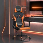 vidaXL Massage gamestoel kunstleer zwart en oranje, Verzenden