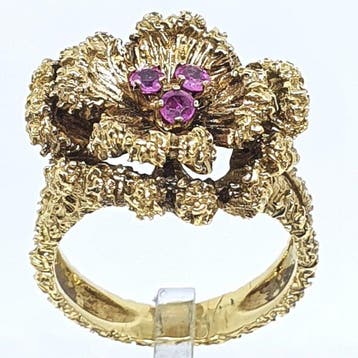 Bague - 18 carats Or jaune - 0.16ct. tw. Rubis, Bijoux, Sacs & Beauté