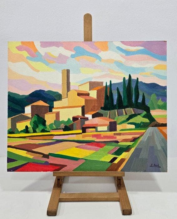 École française (XX) - La vallée productive, Antiek en Kunst, Kunst | Schilderijen | Klassiek