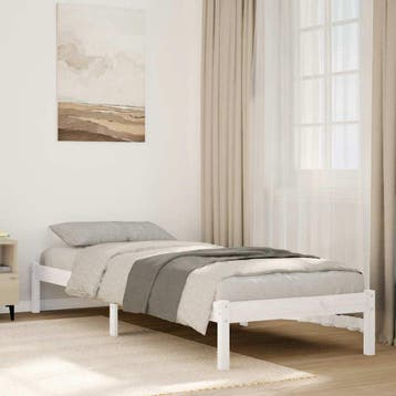 vidaXL Bedframe extra lang zonder matras grenenhout wit, Huis en Inrichting, Verzenden, Nieuw