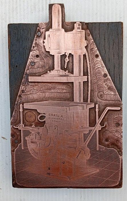 Équipement industriel - Italie - 2 clichés en cuivre, Antiquités & Art, Antiquités | Assiettes décoratives & Carrelages