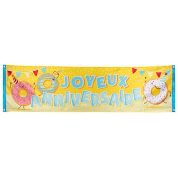 Joyeux Anniversaire Banner Donut 1,8m, Hobby en Vrije tijd, Feestartikelen, Verzenden, Nieuw