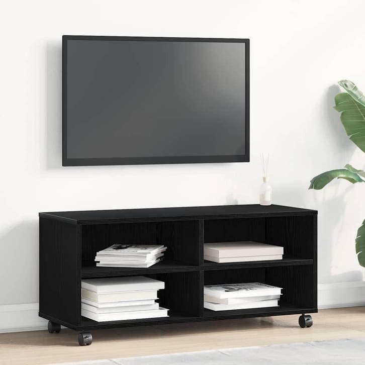 vidaXL TV Kast Zwart 90 x 35 x 40.5 cm Bewerkt hout, Huis en Inrichting, Kasten |Televisiemeubels, Nieuw, Verzenden