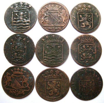 Nederlands-Indië. Koloniaal. VOC Duiten | 1732-1790 (9, Postzegels en Munten